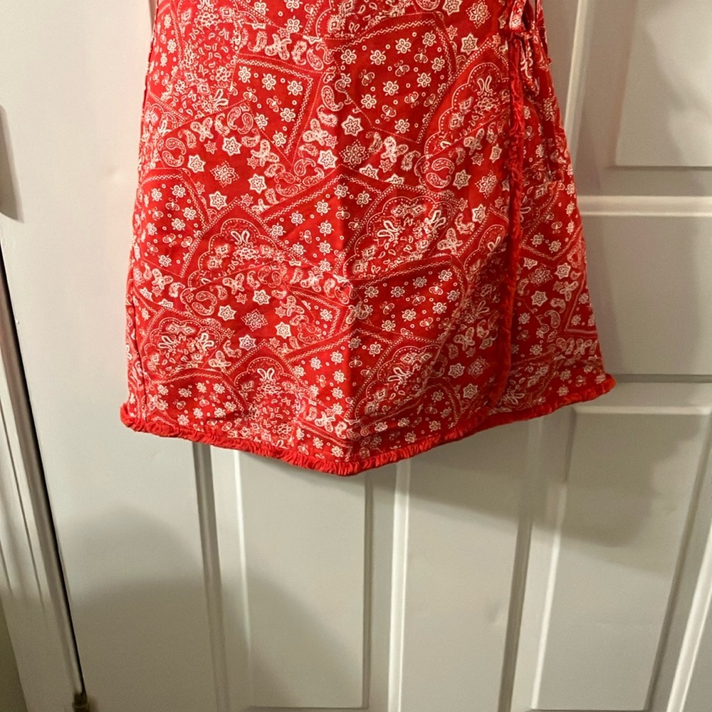 Impressions Red Paisley Wrap Skirt